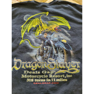 Deals Gap Motorcycle Resort Dragon Slayer Black Graphic T Shirt Mens Size XL